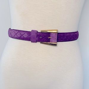 Purple quilted suede belt with gold hardware size 30”